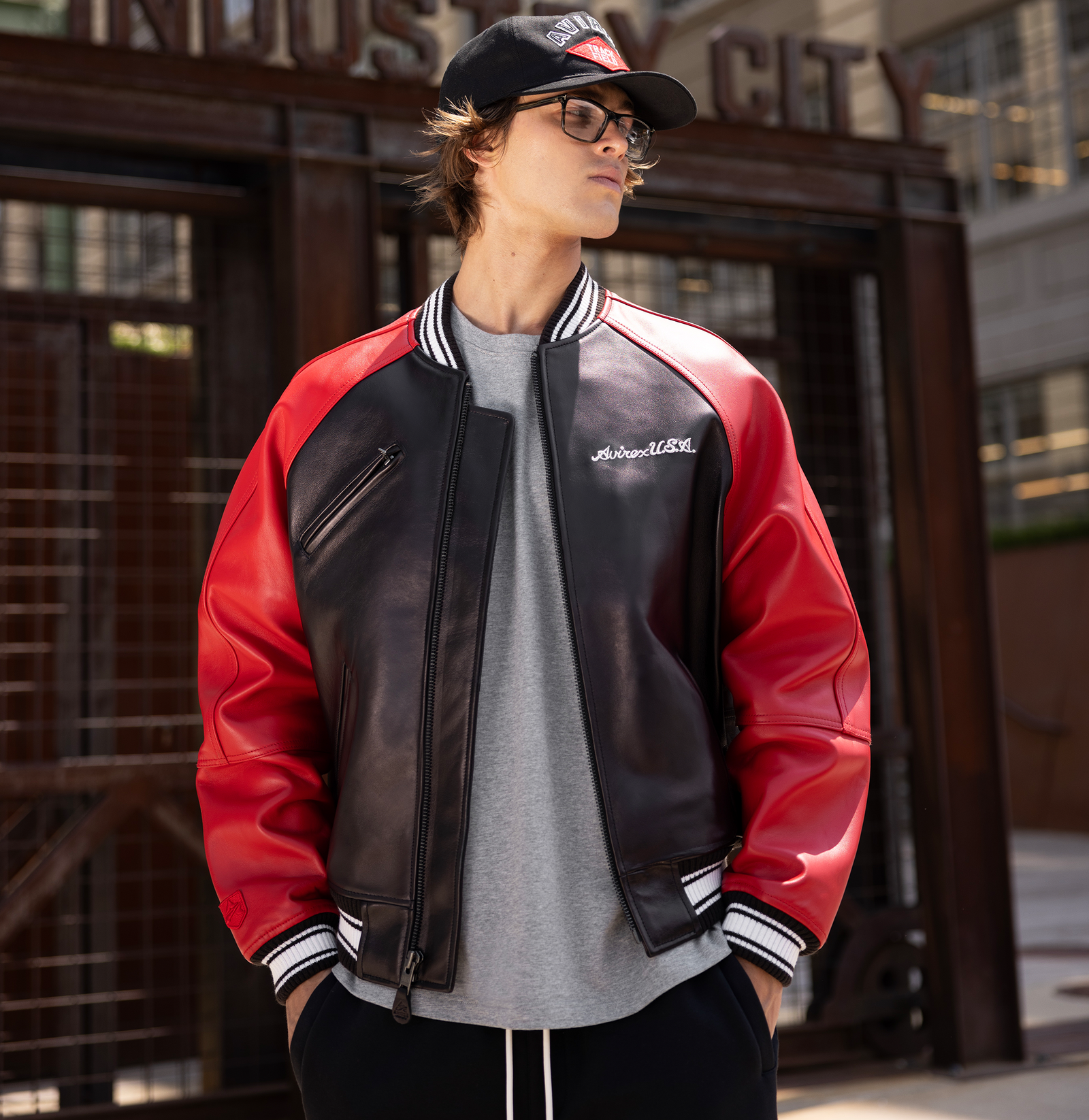 Avirex Track & Field Varsity Jacket - Black