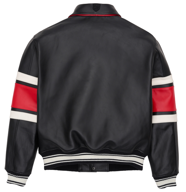 Avirex Brooklyn Leather Jacket - Black - Small