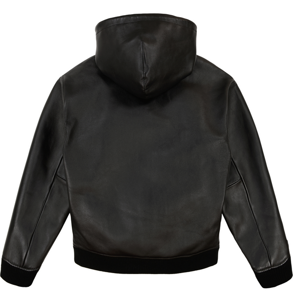 SCRIPT NAPPA LEATHER HOODIE