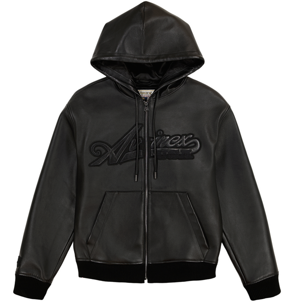 SCRIPT NAPPA LEATHER HOODIE