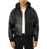 SCRIPT NAPPA LEATHER HOODIE