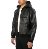 SCRIPT NAPPA LEATHER HOODIE