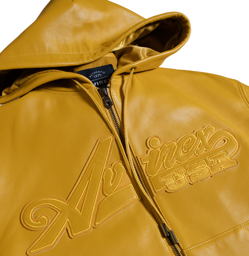 SCRIPT NAPPA LEATHER HOODIE