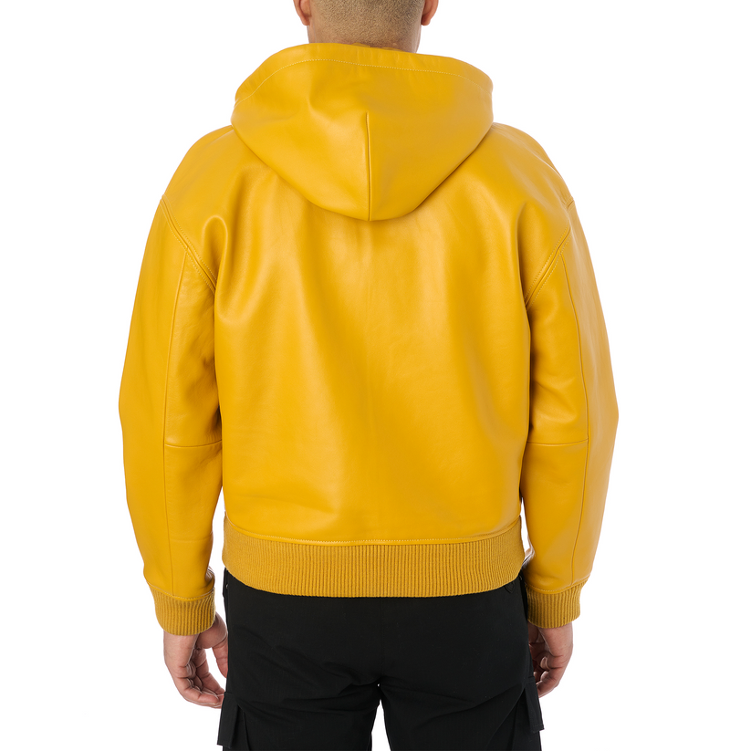 SCRIPT NAPPA LEATHER HOODIE