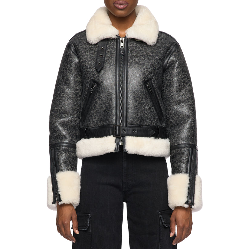 CROPPED SHEARLING JACKET