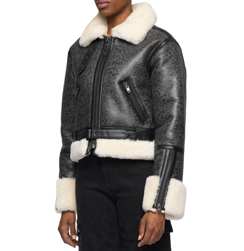 CROPPED SHEARLING JACKET