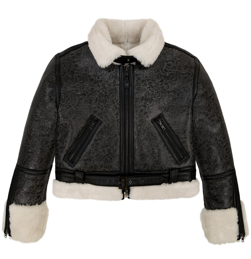 CROPPED SHEARLING JACKET