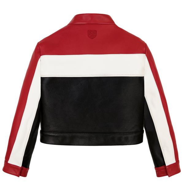 CROPPED COLORBLOCK MOTO JACKET