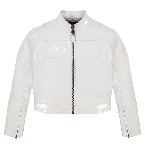 CROPPED PATENT LEATHER MOTO JACKET